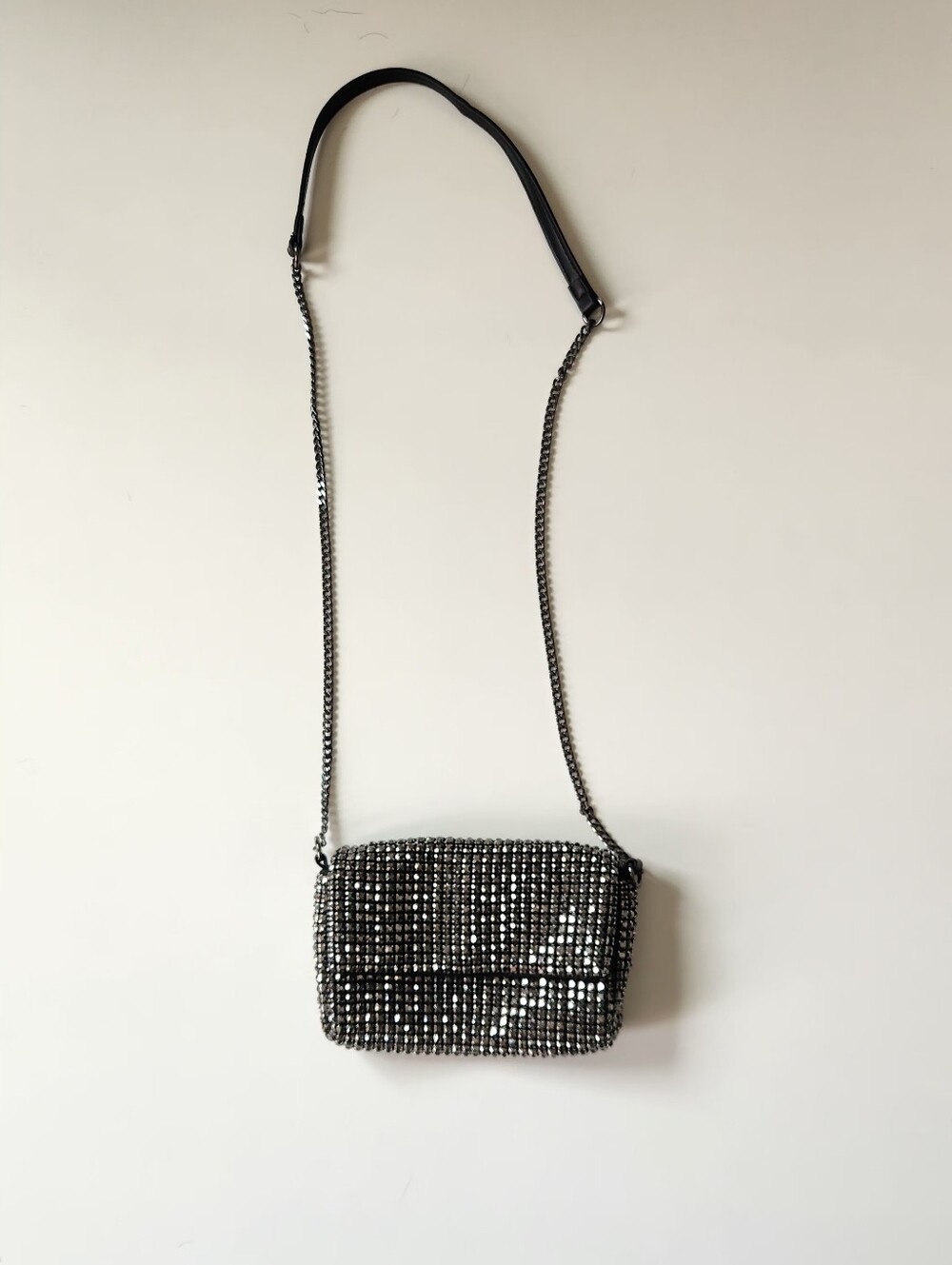 Sparkling Silver Chain Crossbody Bag -l